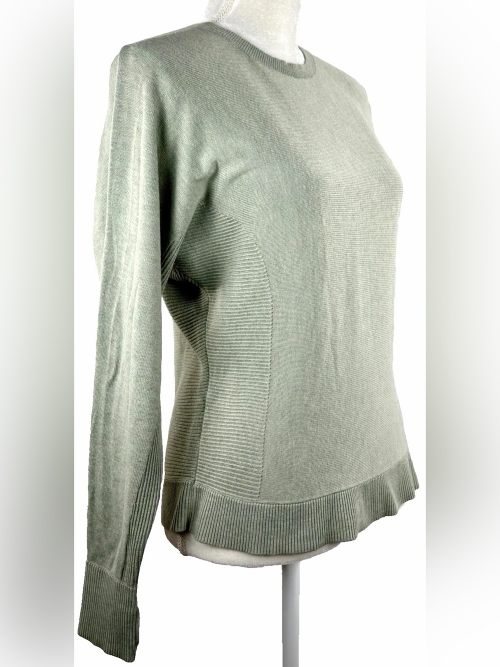 Lululemon Cashlu Knit Pullover Sweater Heathered Green Fern Cashmere Blend Sz 8